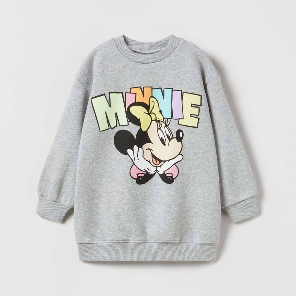 Zara Gray Minnie Mouse Sweatshirt Dress